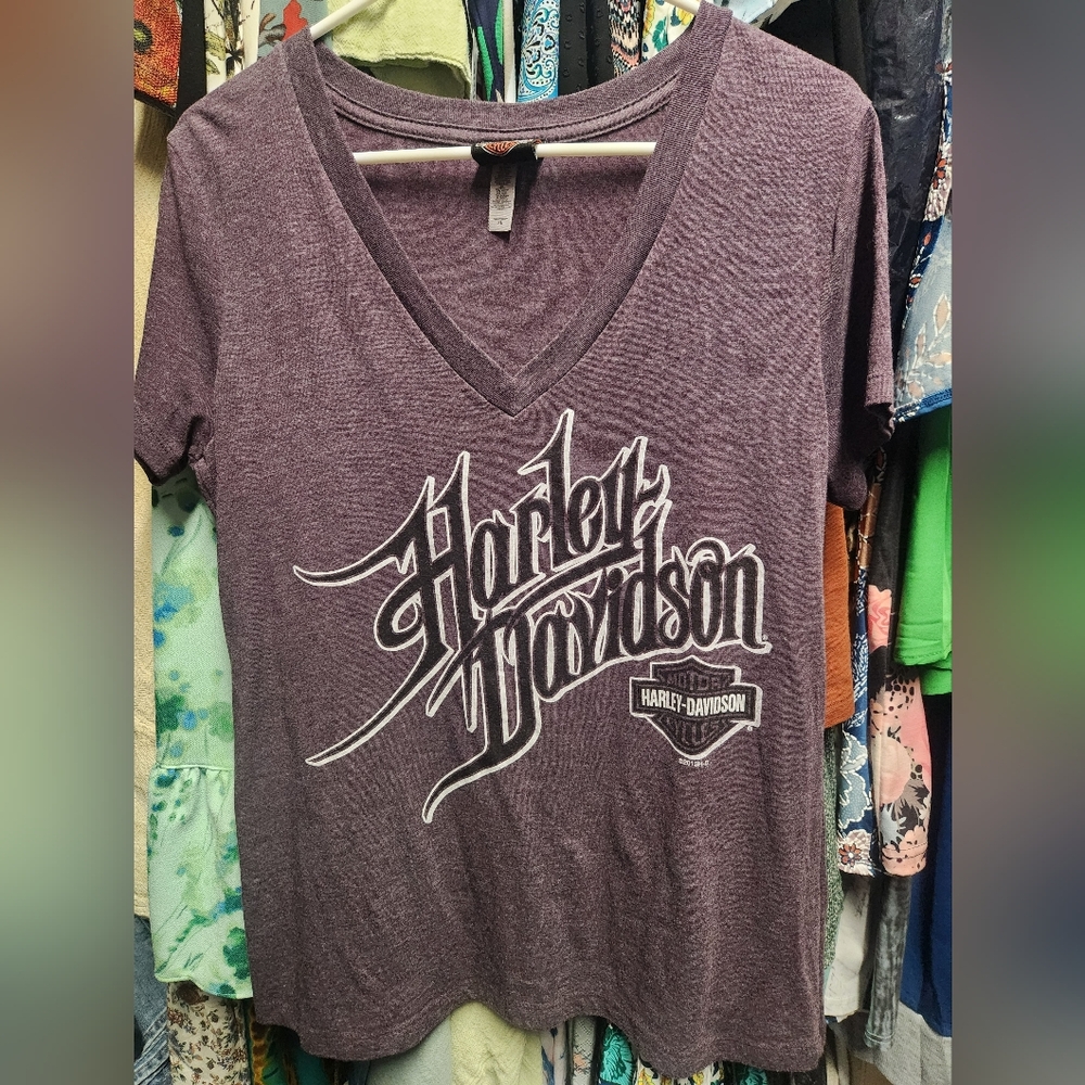 Harley-Davidson Women's Purple V-Neck Top